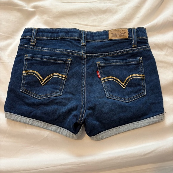 Levi’s Shorty Shorts Girl’s Size 12 Reg 12R Blue Denim Cuffed - Waist 26” - Cute - Picture 2 of 6